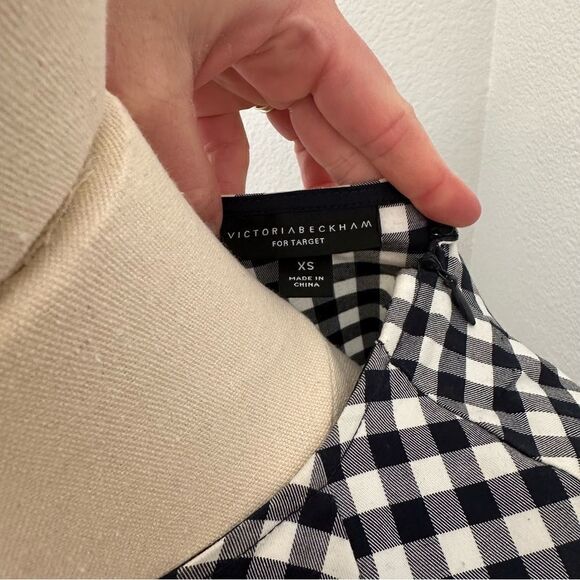 [Victoria Beckham for Target] Blue & White Gingham Peplum Blouse - Size XS - Picture 2 of 5